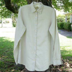 Lands' End Beige Linen Shirt Size 10 Reg